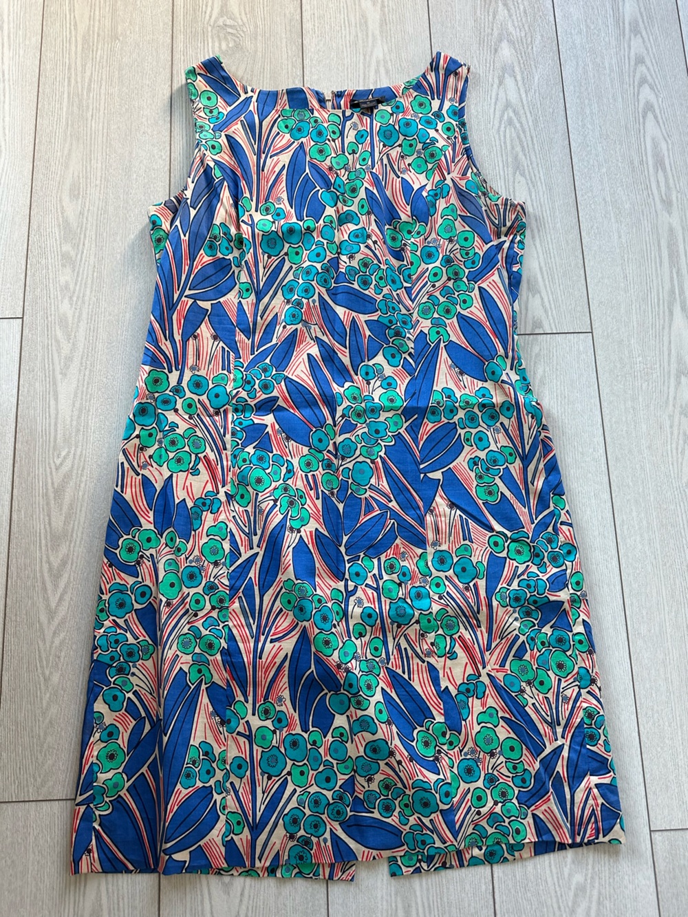 Brooks Brothers Blue & Teal Floral Sleeveless Dress size 16